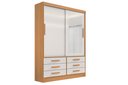 Ver imagem 2 de Guarda Roupa Roupeiro Meridian Plus 2 Portas 6 Gavetas com Espelho Cinamomo Off White - D'doro
