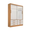 Ver imagem 1 de Guarda Roupa Roupeiro Meridian Plus 2 Portas 6 Gavetas com Espelho Cinamomo Off White - D'doro