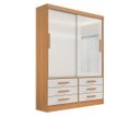 Ver imagem 1 de Guarda Roupa Roupeiro Meridian Plus 2 Portas 6 Gavetas com Espelho Cinamomo Off White - D'doro