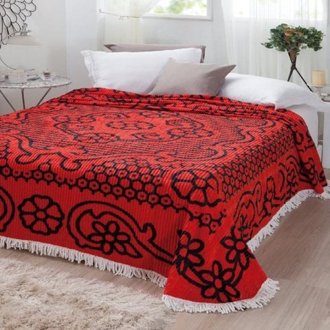 Colcha Casal Chenille Aristocrata Bruna Jolitex VERMELHO