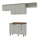 Ver imagem 2 de Cozinha Completa Modulada 100% MDF 4 Peças Iluminata Verde/Mint/Ébano Fosco