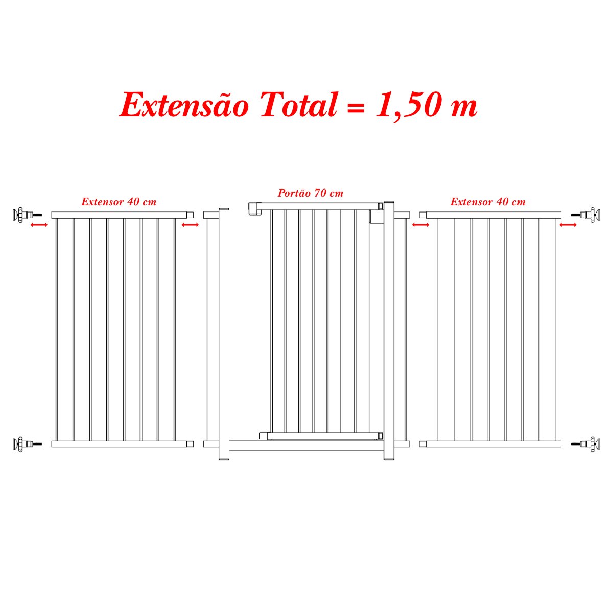 GRADE PORTÃO PET BEBÊ DIVISOR AMBIENTE 70 A 150 CM BRANCO - 5