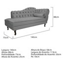 Ver imagem 4 de Kit Diva Recamier Juliana 140cm Lado Esquerdo e 02 Poltronas Classic Suede Cinza - Amarena Móveis