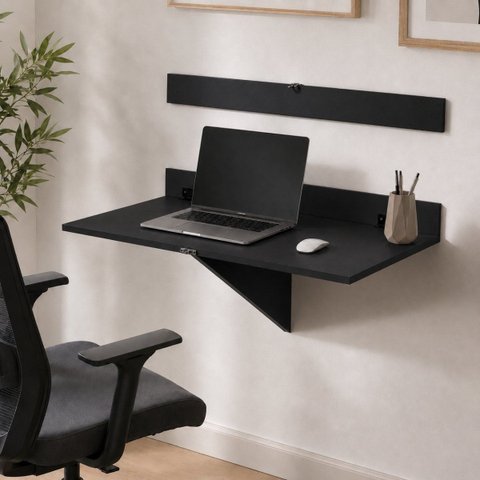 Mesa Suspensa Dobrável 80x50cm MDF 15mm - Pocket Preto