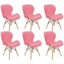 Ver imagem 1 de Kit 6 Cadeiras Charles Eames Eiffel Slim Wood Estofada - Rosa