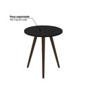 Ver imagem 3 de Mesa Lateral Redonda com Pés em Madeira Maciça - Preto
