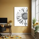 Ver imagem 1 de Quadro Decorativo Girassol Desenho - 70x50cm Mold Branca