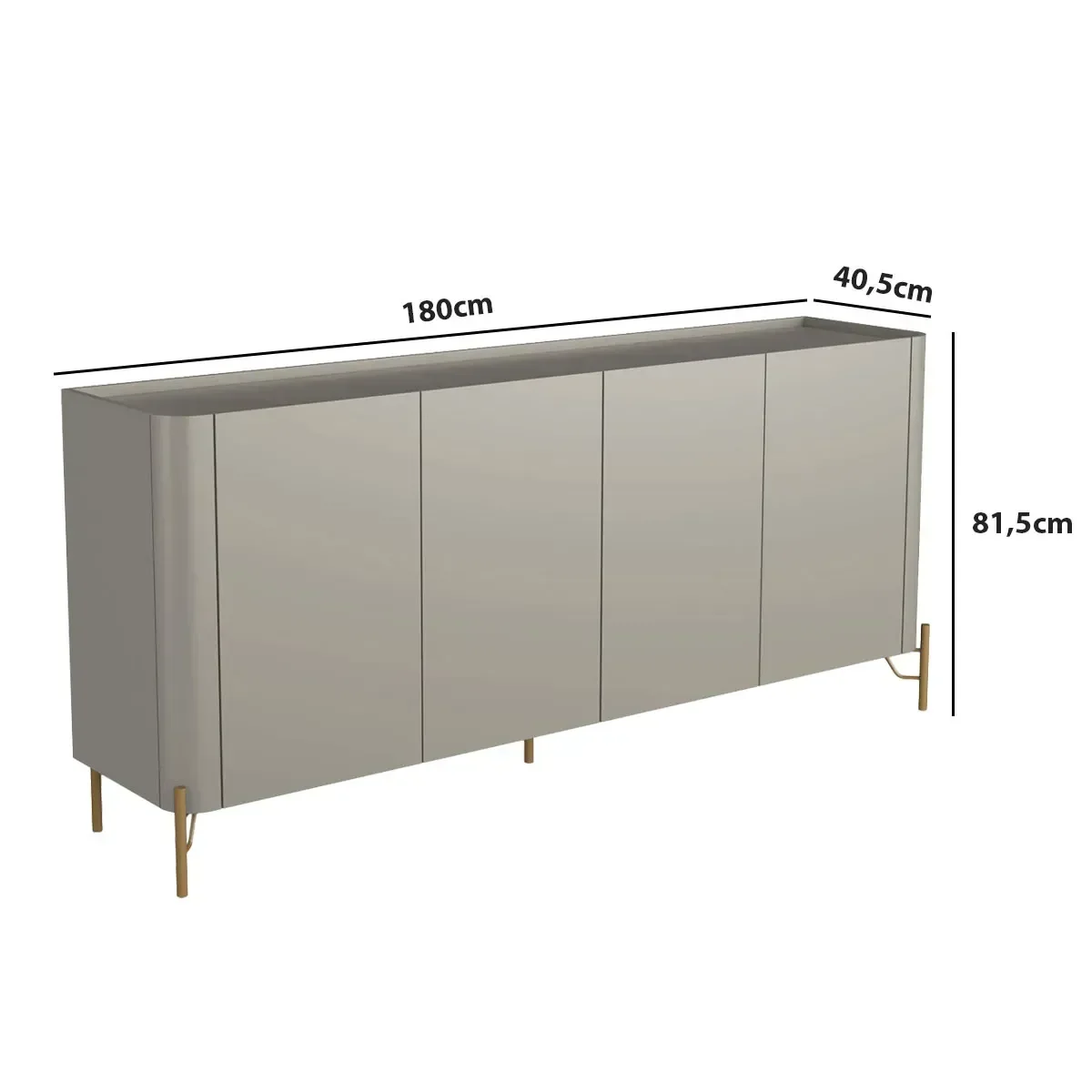 Ver imagem 4 de Buffet Mdf com Gaveta e Porta Lisa L180 X A81,5cm Grigio/dourado F831l