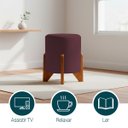 Ver imagem 5 de Puff Decorativo Eloah Suede Redondo Assento Extra para Sala Quarto Pufe com Pés de Madeira