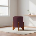 Ver imagem 3 de Puff Decorativo Eloah Suede Redondo Assento Extra para Sala Quarto Pufe com Pés de Madeira