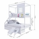 Ver imagem 3 de Beliche Infantil Casinha Reta Casal/ Solteiro com 02 Gavetas e Escorregador Madeira Maciça Branco