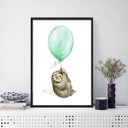 Ver imagem 2 de Quadro Infantil Bicho Preguiça Com Balão 45x34cm - com vidro:Madeira branca