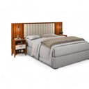 Ver imagem 2 de Cabeceira Estofada Casal Vancouver Cinamomo e Off White Ripado