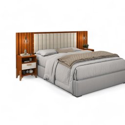 Cabeceira Estofada Casal Vancouver Cinamomo e Off White Ripado - 2