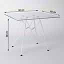 Ver imagem 3 de Jogo De Mesa De Ferro Branco E Tampo Quadrado Vidro 90Cm 4 Cadeiras Brancas Cor: Branco