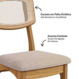 Kit 4 Cadeiras Estofadas em Tecido 95% Algodão Encosto Telado Estrutura 100% Mdf Nápoles - 5 Kit 4 Cadeiras Estofadas em Tecido 95% Algodão Encosto Telado Estrutura 100% Mdf Nápoles - 5