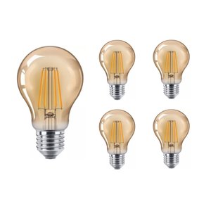 Kit 5 Lâmpada de Filamento Led A60 4w Âmbar 2200k Bivolt Retrô Vintage