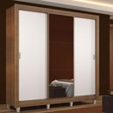 Ver imagem 1 de Guarda Roupa Casal Madesa Mônaco 3 Portas de Correr com Espelho com Pés - Rustic/branco