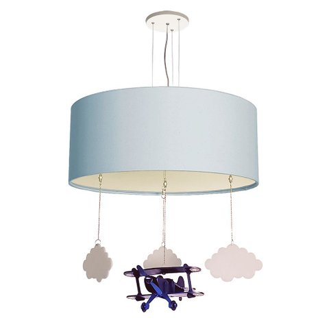 Luminária de Teto Pendente Infantil Avião 30cm:azul6198