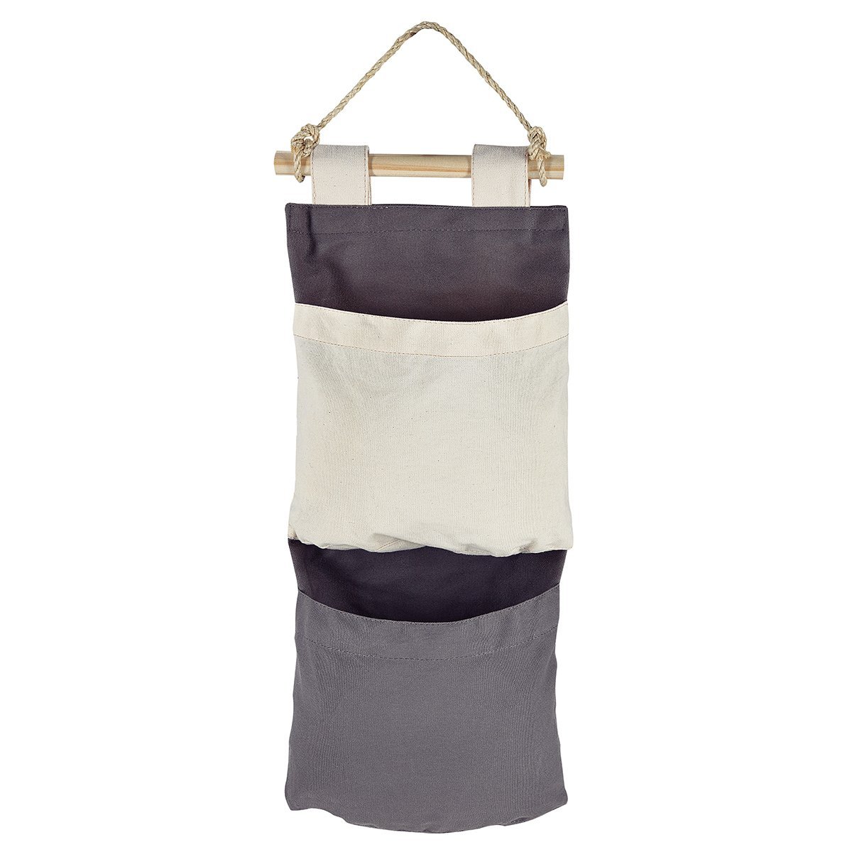 Organizador 2 Bolsos de Lona e Corda para Pendurar - Tramontina - Cinza com Bege 91751/024