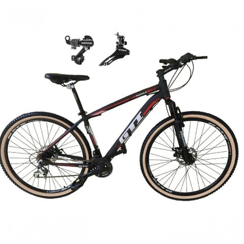 Bicicleta Aro 29 Gti Roma Alumínio 21v Câmbios Shimano Freio a Disco C- Pneu Faixa Bege Preto-
