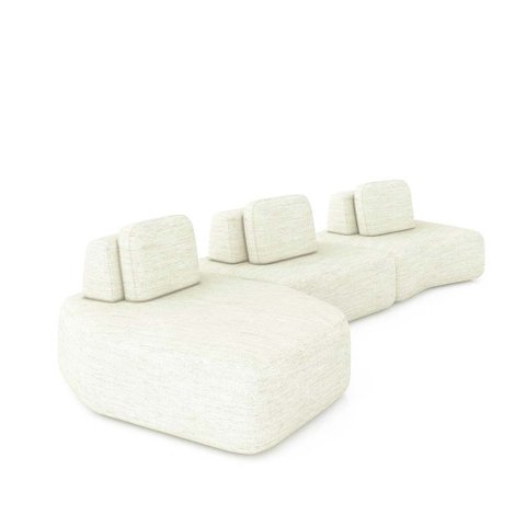 Sofá Ilha Sala de Estar Dakota 3 Módulos 454cm Encostos Almofadas Soltas Linho Offwhite G33 - Gran B