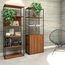 Ver imagem 1 de Estante Industrial 2 Torres Portas Prateleiras Metal Madeira Cor:nogal com Preto