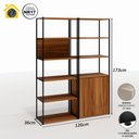 Ver imagem 3 de Estante Industrial 2 Torres Portas Prateleiras Metal Madeira Cor:nogal com Preto