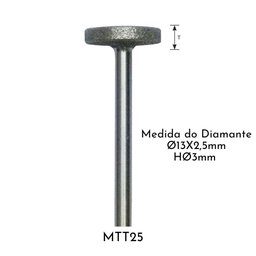 Ponta Rotativa Diamantada Individual Haste Ø3mm Politone Modelo Mtt25 - 1