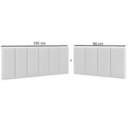 Cabeceira em L para Cama Box Solteiro Proteção Lateral Estofada - Corino Branco - 7