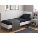 Ver imagem 1 de Cabeceira em L para Cama Box Solteiro Proteção Lateral Estofada - Corino Branco