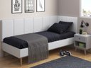 Ver imagem 1 de Cabeceira em L para Cama Box Solteiro Proteção Lateral Estofada - Corino Branco