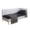 Ver imagem 2 de Cabeceira em L para Cama Box Solteiro Proteção Lateral Estofada - Corino Branco