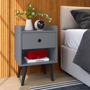 Ver imagem 2 de Kit Quarto 2 Mesas Cabeceira Pequena Retrô Painel Suspenso Cama Box Casal Queen 1,6