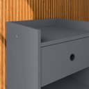 Ver imagem 3 de Kit Quarto 2 Mesas Cabeceira Pequena Retrô Painel Suspenso Cama Box Casal Queen 1,6