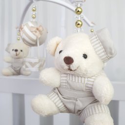 MOBILE PARA BERÇO MUSICAL GIRATÓRIO URSO BOINA BEGE - 3