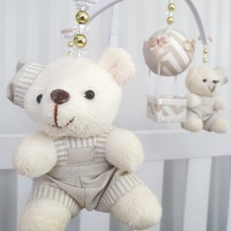 MOBILE PARA BERÇO MUSICAL GIRATÓRIO URSO BOINA BEGE - 2