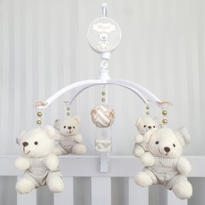 MOBILE PARA BERÇO MUSICAL GIRATÓRIO URSO BOINA BEGE