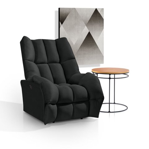 Poltrona do Papai Reclinável Elétrica Rayka Veludo Preto
