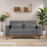 Sofá Living Valência 1,58 Mts C/base Madeira Decor Veludo - Cinza - 1