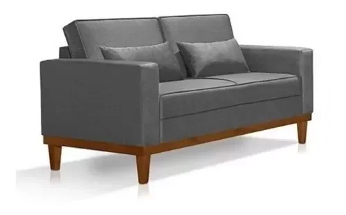 Ver imagem 3 de Sofá Living Valência 1,58 Mts C/base Madeira Decor Veludo - Cinza