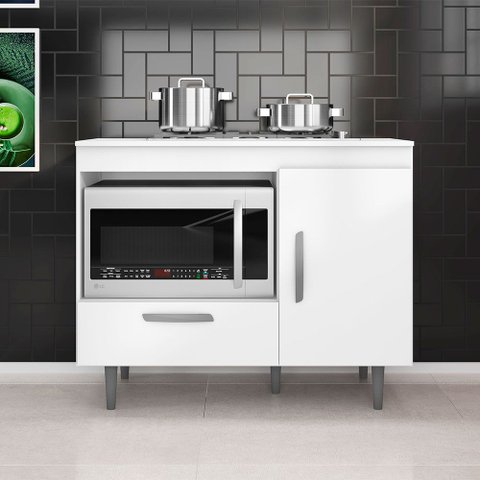 Balcão para Cooktop e Forno 1 Porta 1 Gaveta Poliman