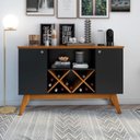 Ver imagem 1 de Aparador Sala Pés em Madeira Maciça - Ellegance 2 Portas:preto/freijó