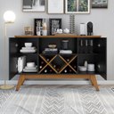 Ver imagem 3 de Aparador Sala Pés em Madeira Maciça - Ellegance 2 Portas:preto/freijó