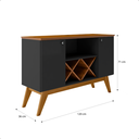 Ver imagem 5 de Aparador Sala Pés em Madeira Maciça - Ellegance 2 Portas:preto/freijó