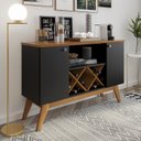 Ver imagem 2 de Aparador Sala Pés em Madeira Maciça - Ellegance 2 Portas:preto/freijó