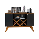 Ver imagem 4 de Aparador Sala Pés em Madeira Maciça - Ellegance 2 Portas:preto/freijó