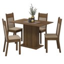 Ver imagem 2 de Conjunto Sala de Jantar Mesa Tampo de Madeira 4 Cadeiras Rustic/crema/bege Sheila Madesa