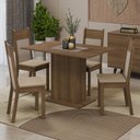 Ver imagem 1 de Conjunto Sala de Jantar Mesa Tampo de Madeira 4 Cadeiras Rustic/crema/bege Sheila Madesa