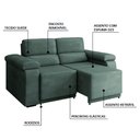 Ver imagem 3 de Sofá Desmontável Retrátil 2 Lugares 1,50m Fox Suede Cinza Selmer